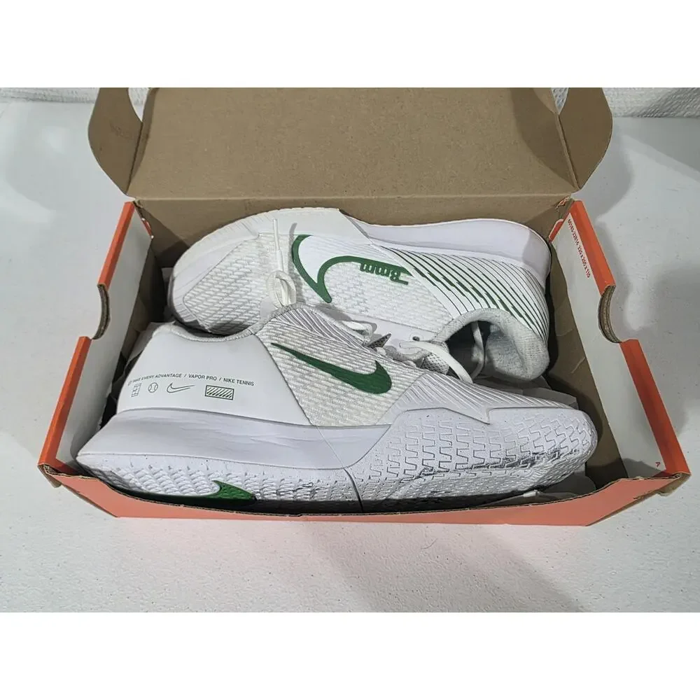 Nike Zoom Vapor Pro 2 HC Women's 10.5 White Kelly Green Tennis Shoes DR6192-102